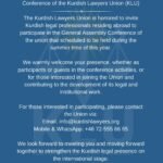 Invitation to Participate in the General Assembly Conference of the Kurdish Lawyers Union (KLU)
